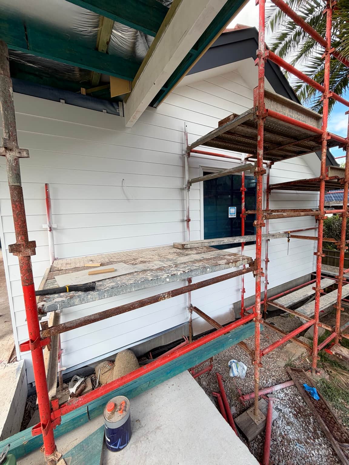 Rear weatherboard cladding and gable during exterior painting in Beecroft