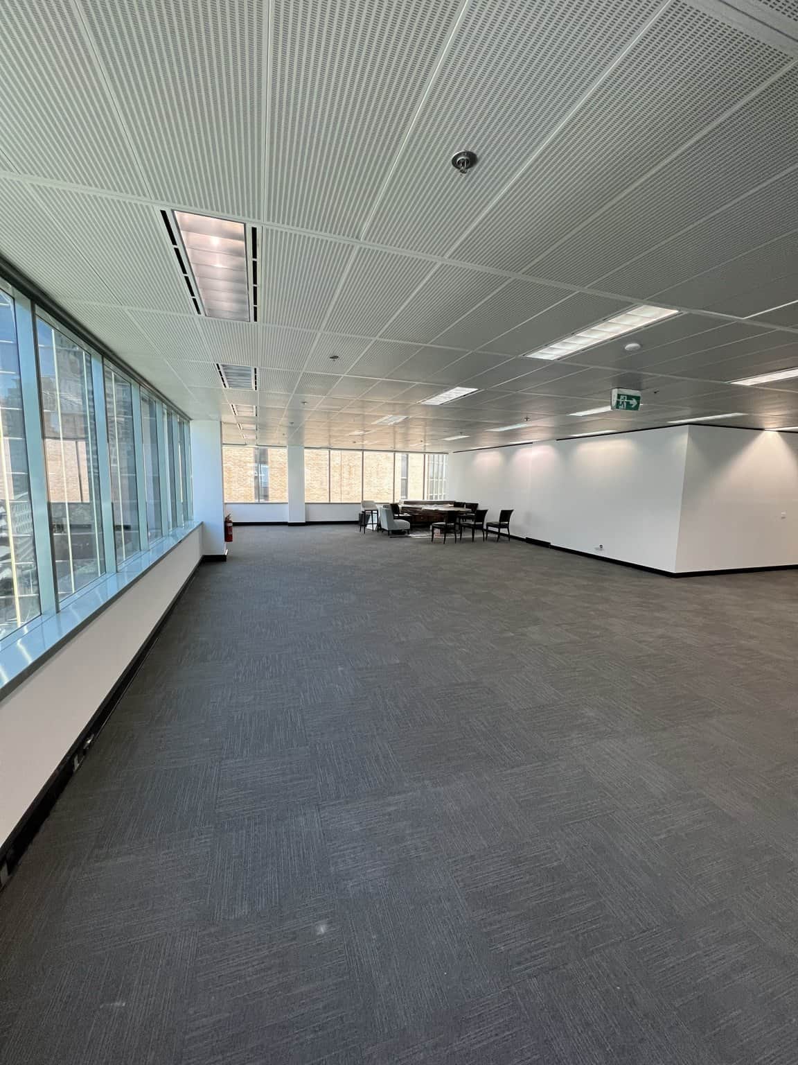 Wide view of the Chatswood office with light walls and a long bank of windows.