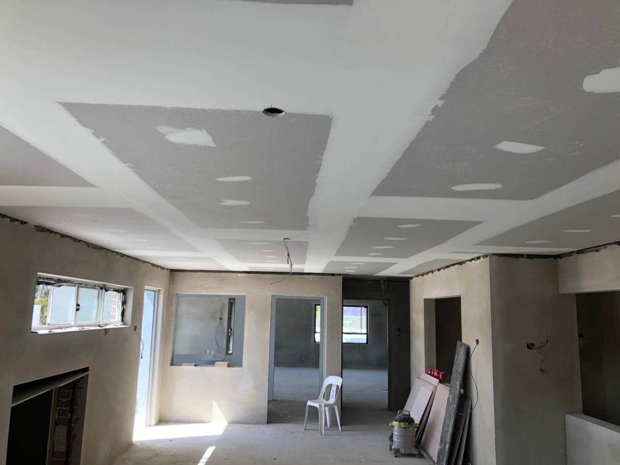 Plasterboard ceiling joints and interior walls before painting in Hornsby
