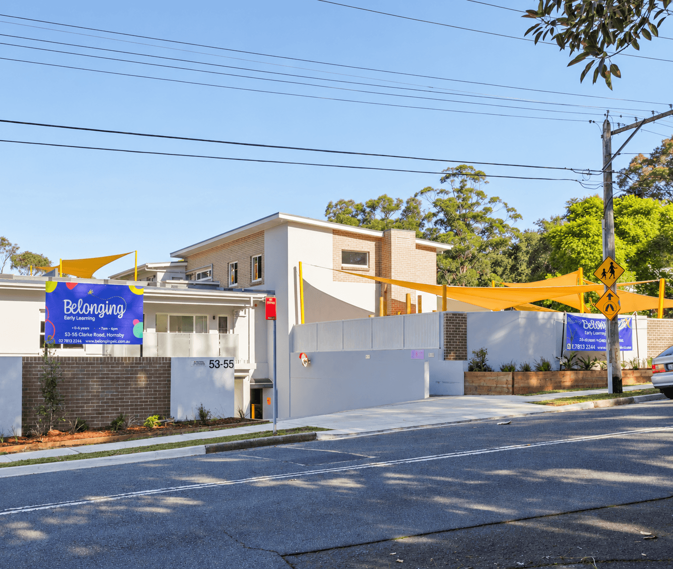 Completed exterior of Belonging Early Learning childcare centre in Hornsby