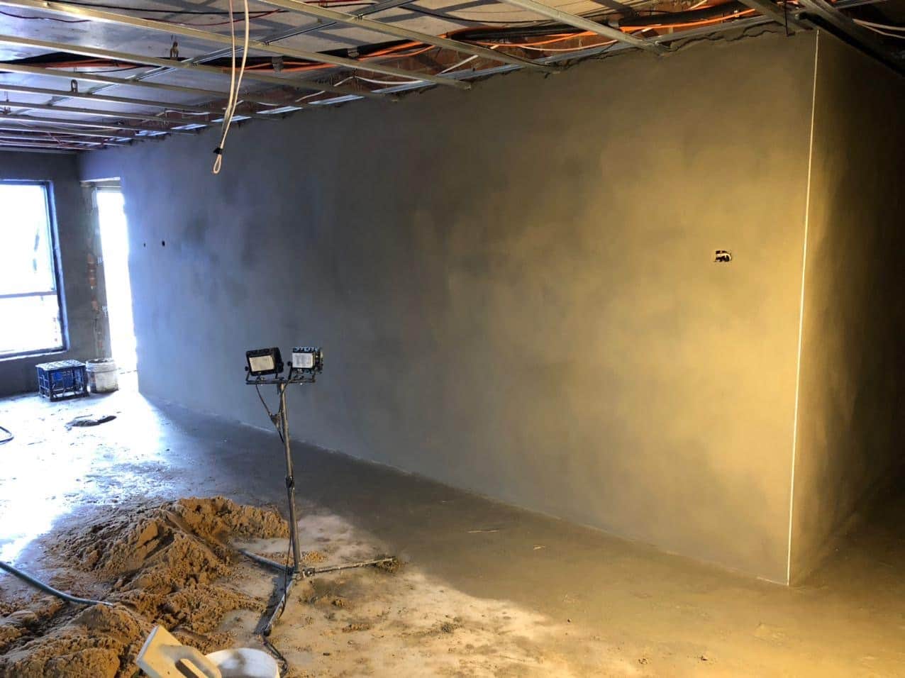 Interior construction stage before ceiling lining and painting in Hornsby
