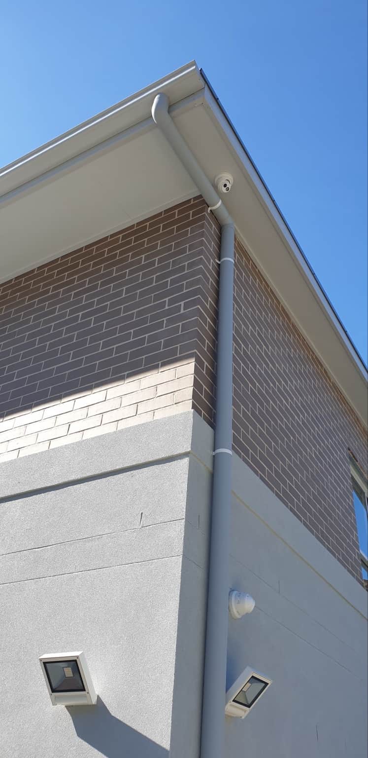 Painted exterior wall and eaves of the new childcare building in Hornsby