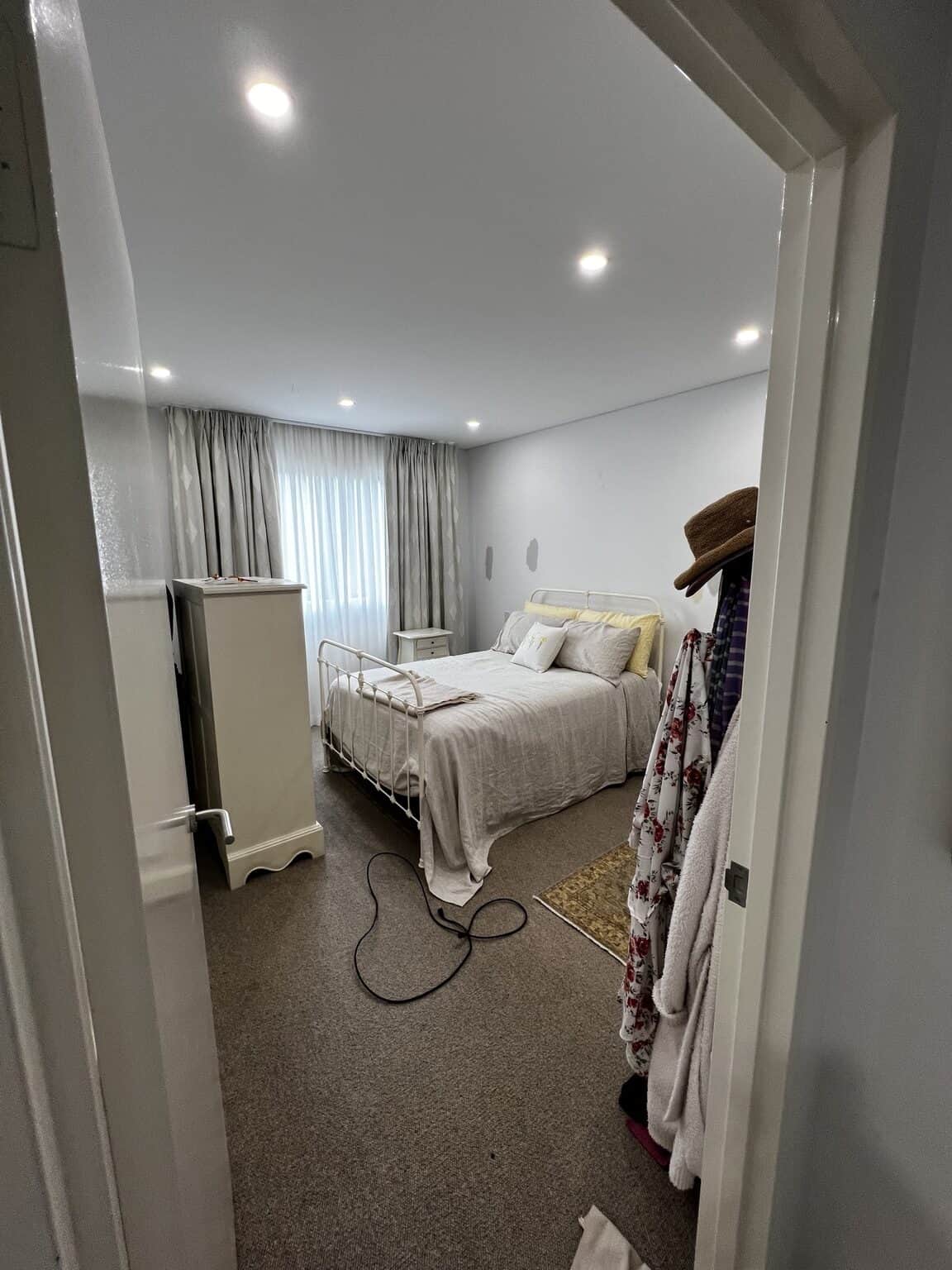 Freshly painted bedroom walls and ceiling in a Rouse Hill apartment