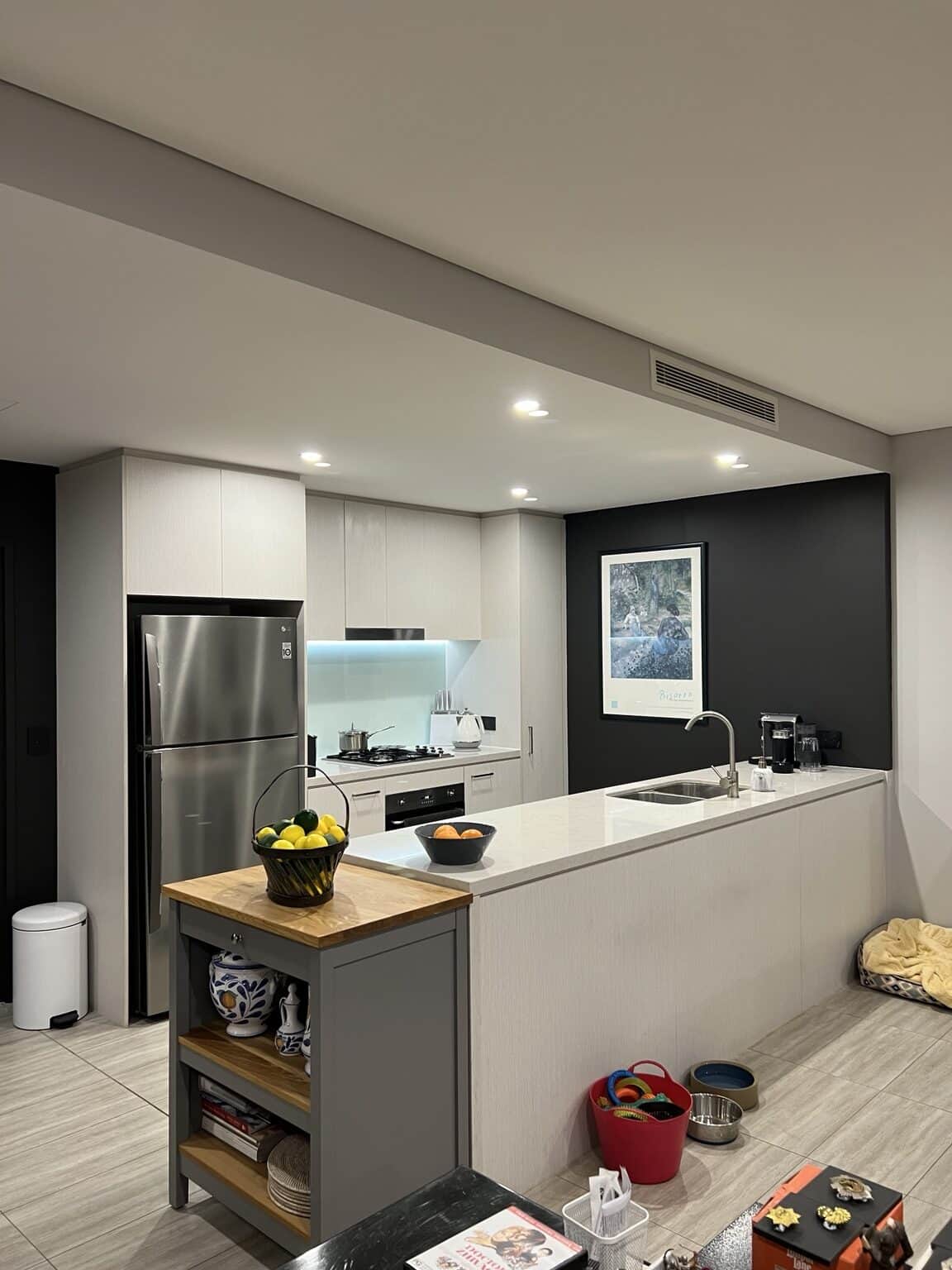 Completed open-plan kitchen repaint using Dulux products in Rouse Hill