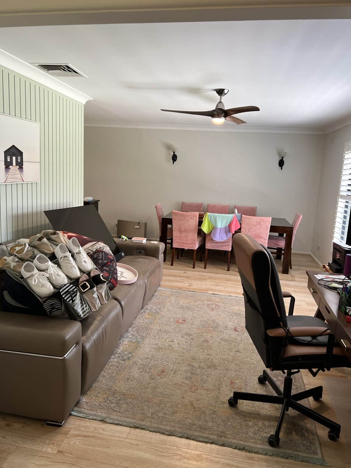 Freshly repainted living and dining room in Winston Hills with Taubmans Endure walls and a crisp white ceiling.