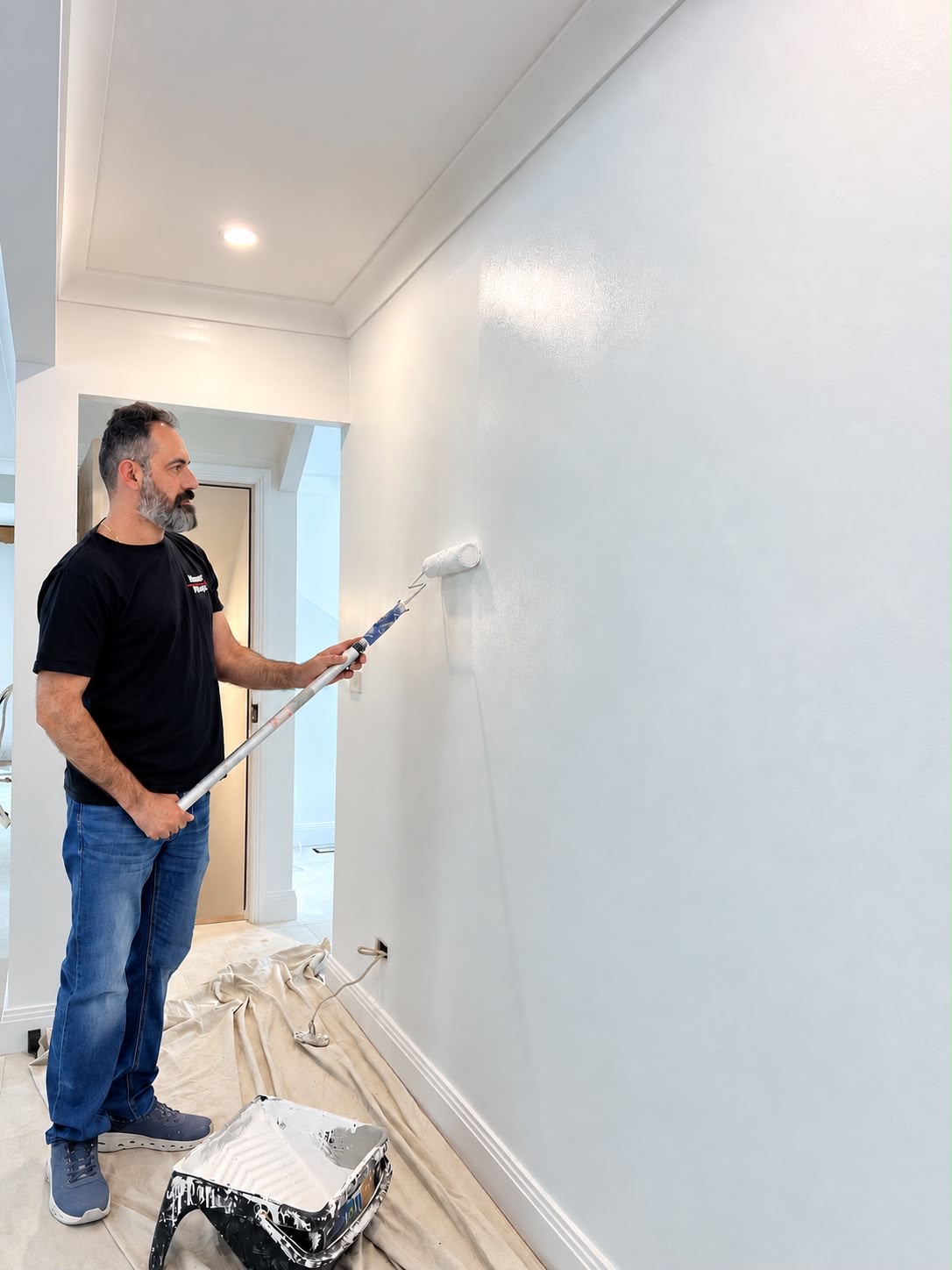 Victor from Sky Painting & Decorating applying a fresh interior paint finish